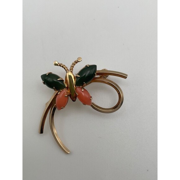 Vintage Star Art 12K Gold-Filled Butterfly Brooch | 1948-55 | Real Stone - Picture 1 of 5